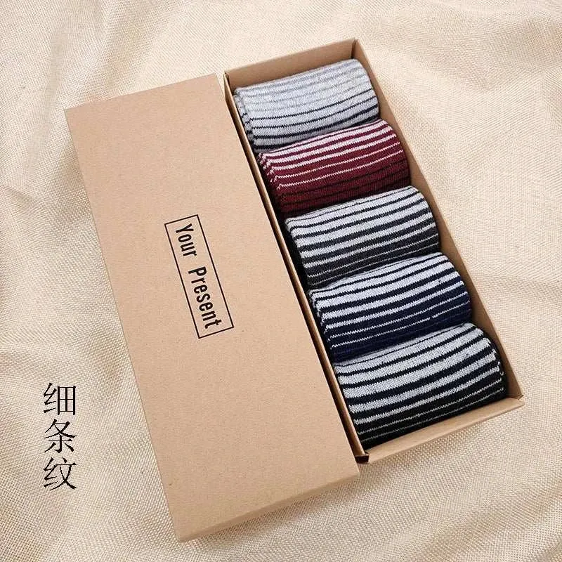 Box Gift Fashion High Quality 5 Pairs/lot Casual Cotton Male Boy Socks Business Keep Warm Men's Socks