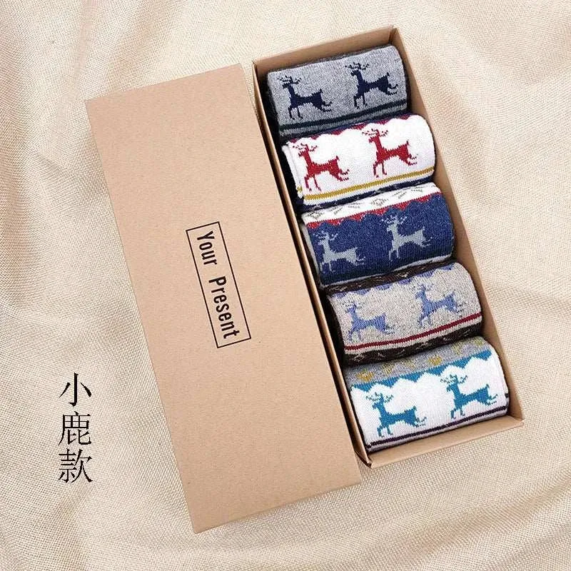 Box Gift Fashion High Quality 5 Pairs/lot Casual Cotton Male Boy Socks Business Keep Warm Men's Socks