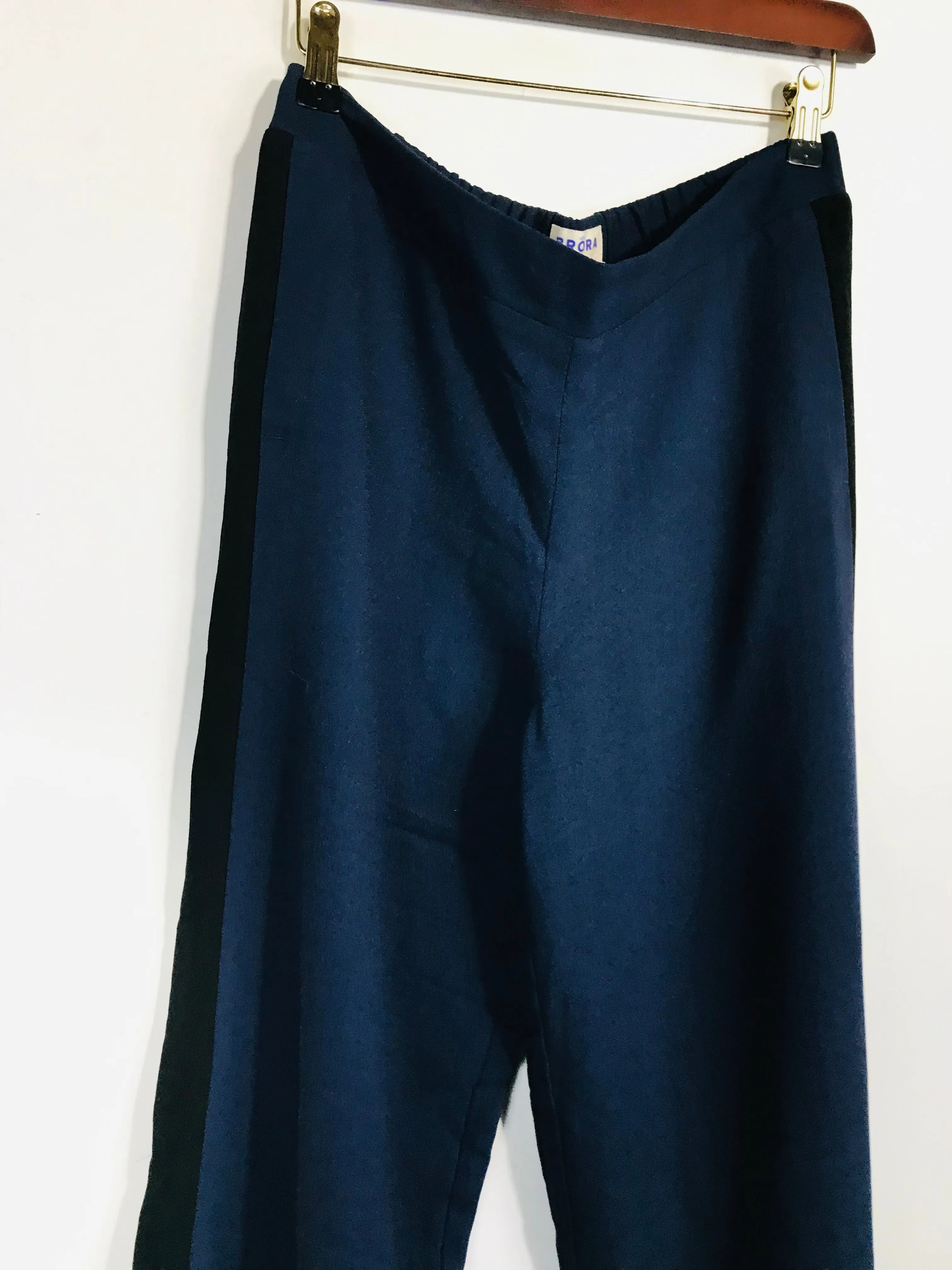 Brora Women's Wool Colour Block Culottes Trousers | UK12 | Blue