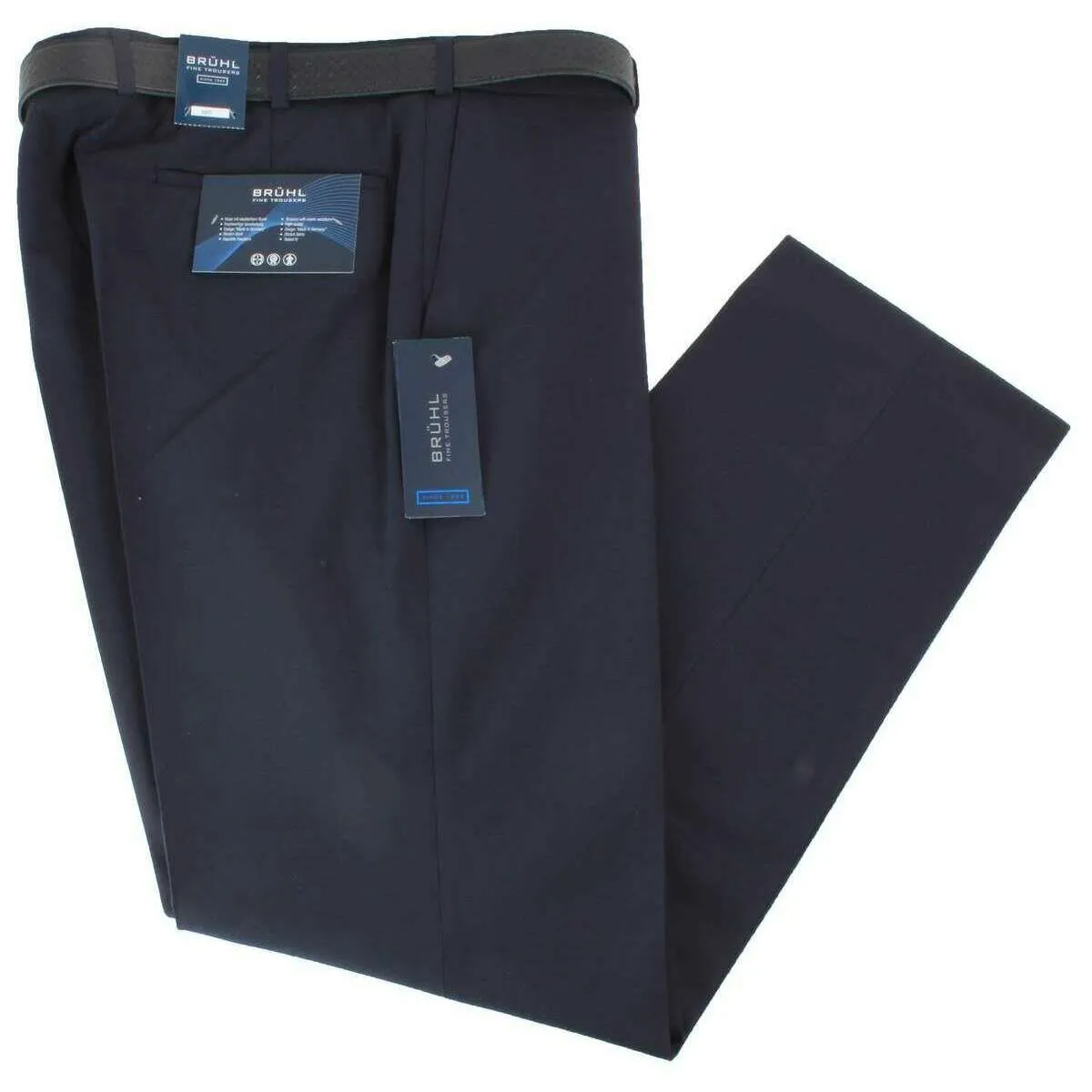 BRUHL Steward Classic Plain Front Wool Mix Trousers - Navy