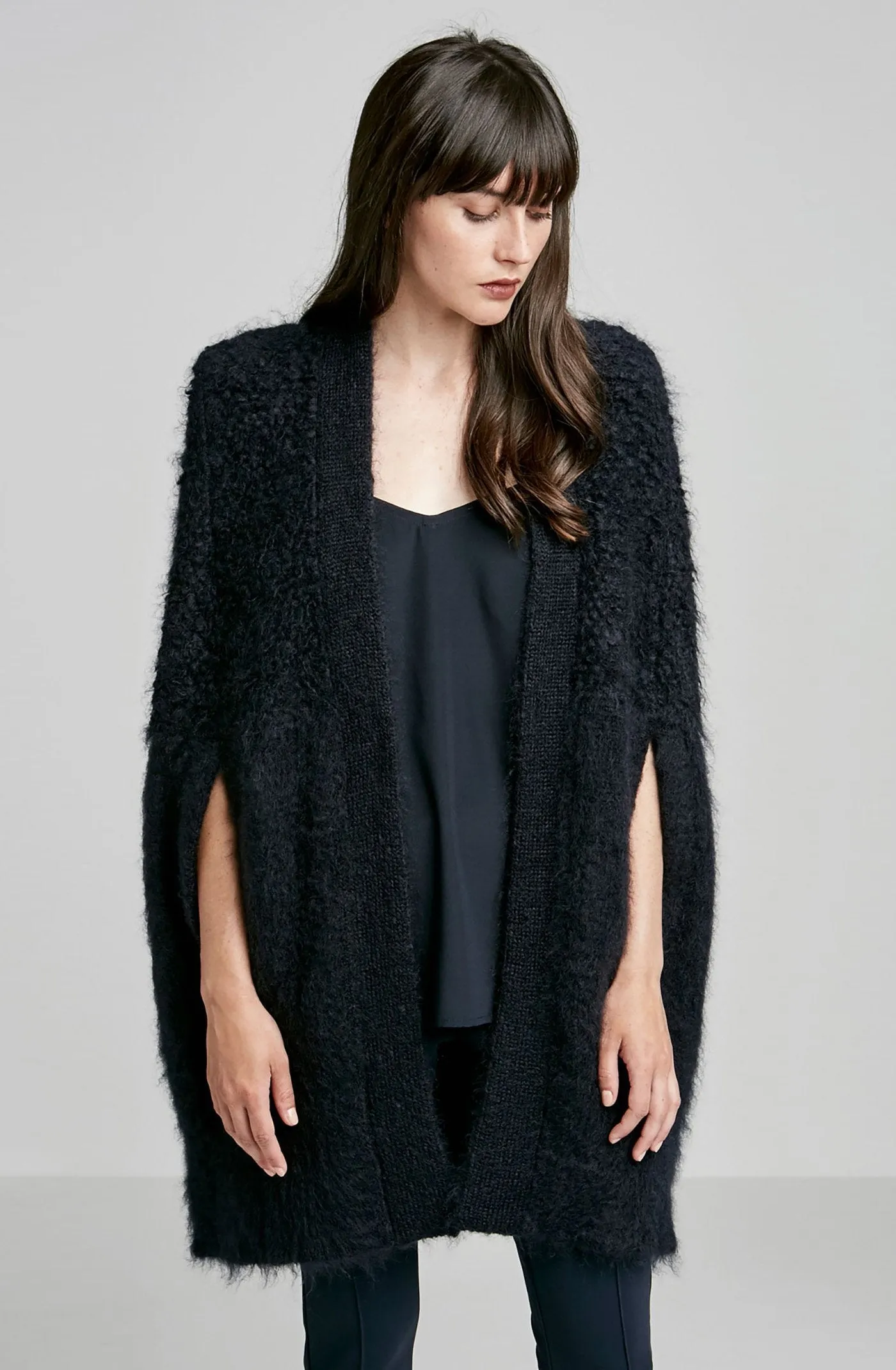 BRUSHED MOHAIR CAPE