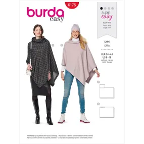 Burda Style Pattern 6175 Misses' Cape - Rectangular - with roll neck B6175