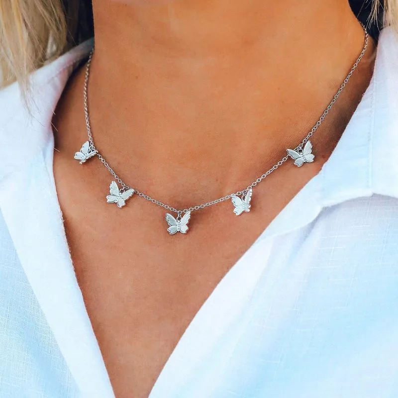 Butterfly In Flight Choker Silver