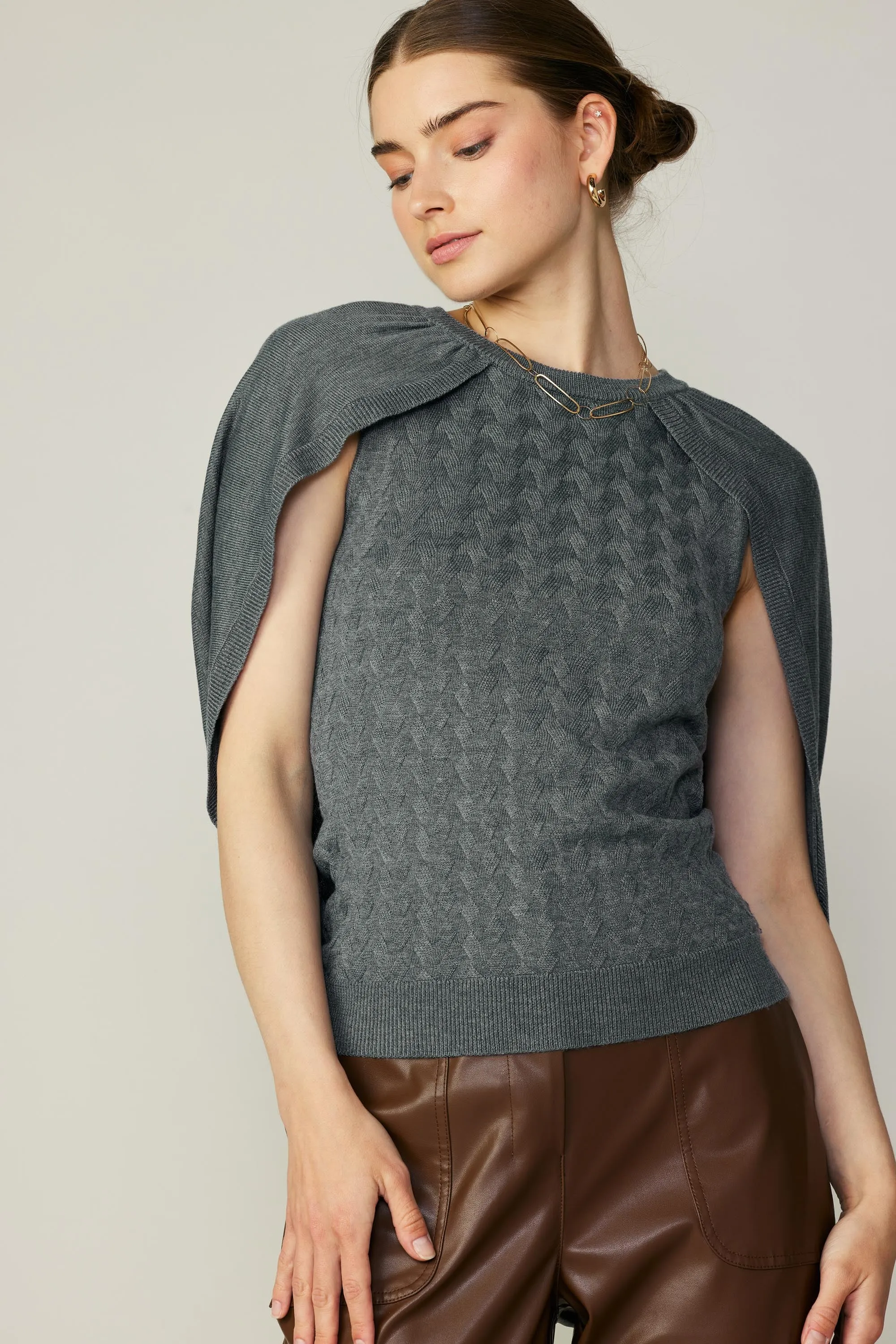 Cape Layered Sweater Top