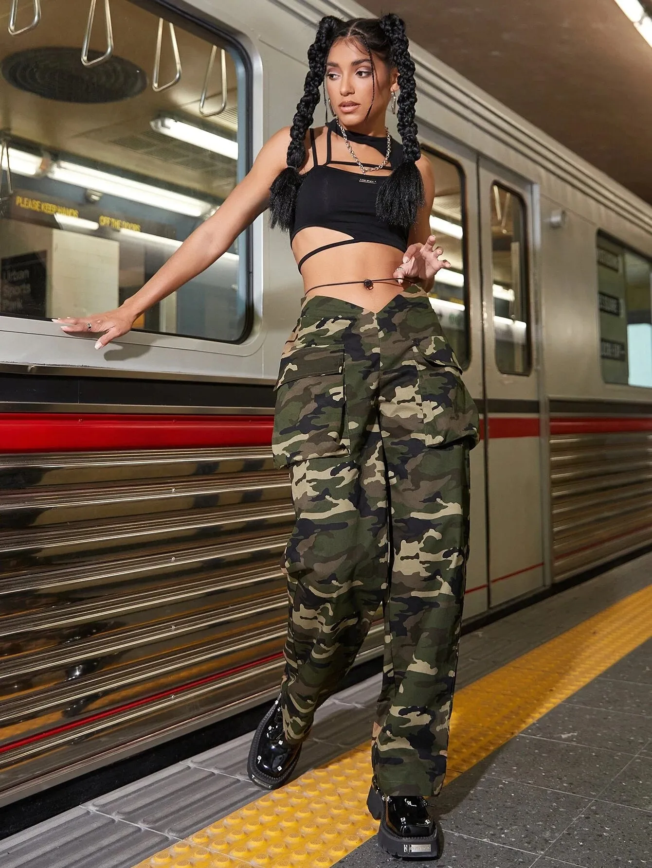 Cargo Pants With Camo Print