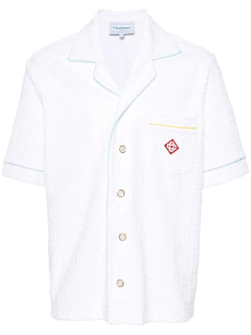 CASABLANCA Men's Monogrammed Towelling Open Collar Shirt