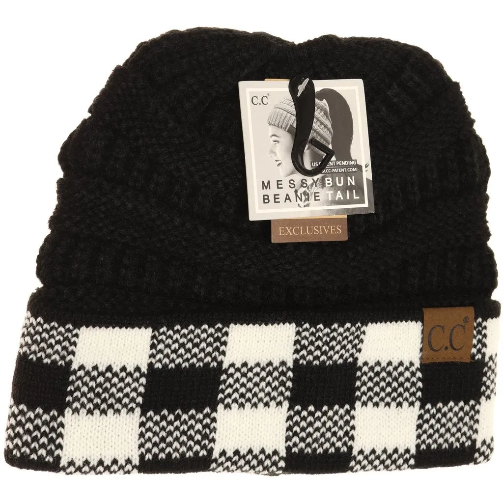 CC Beanie High Ponytail Knit Cap