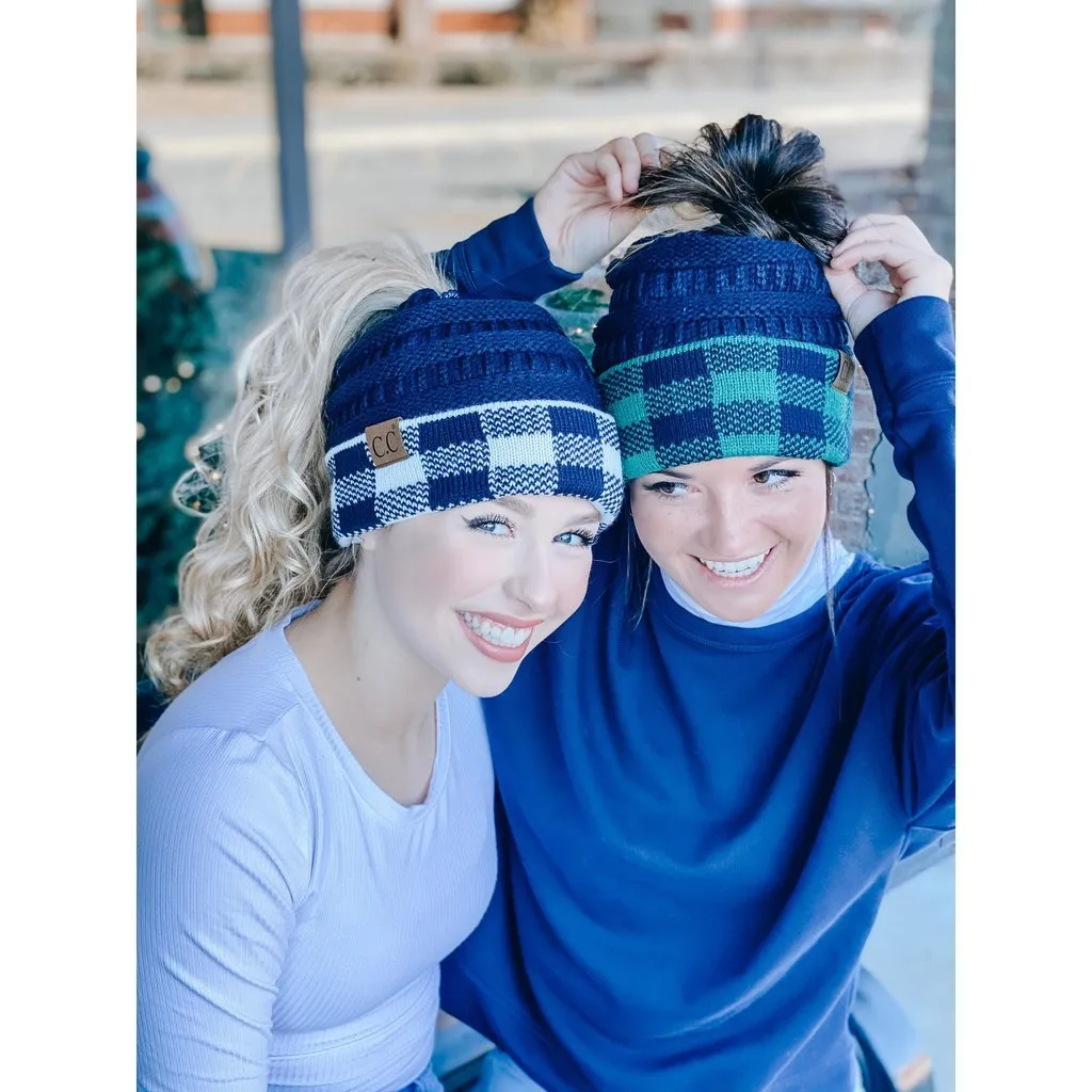 CC Beanie High Ponytail Knit Cap