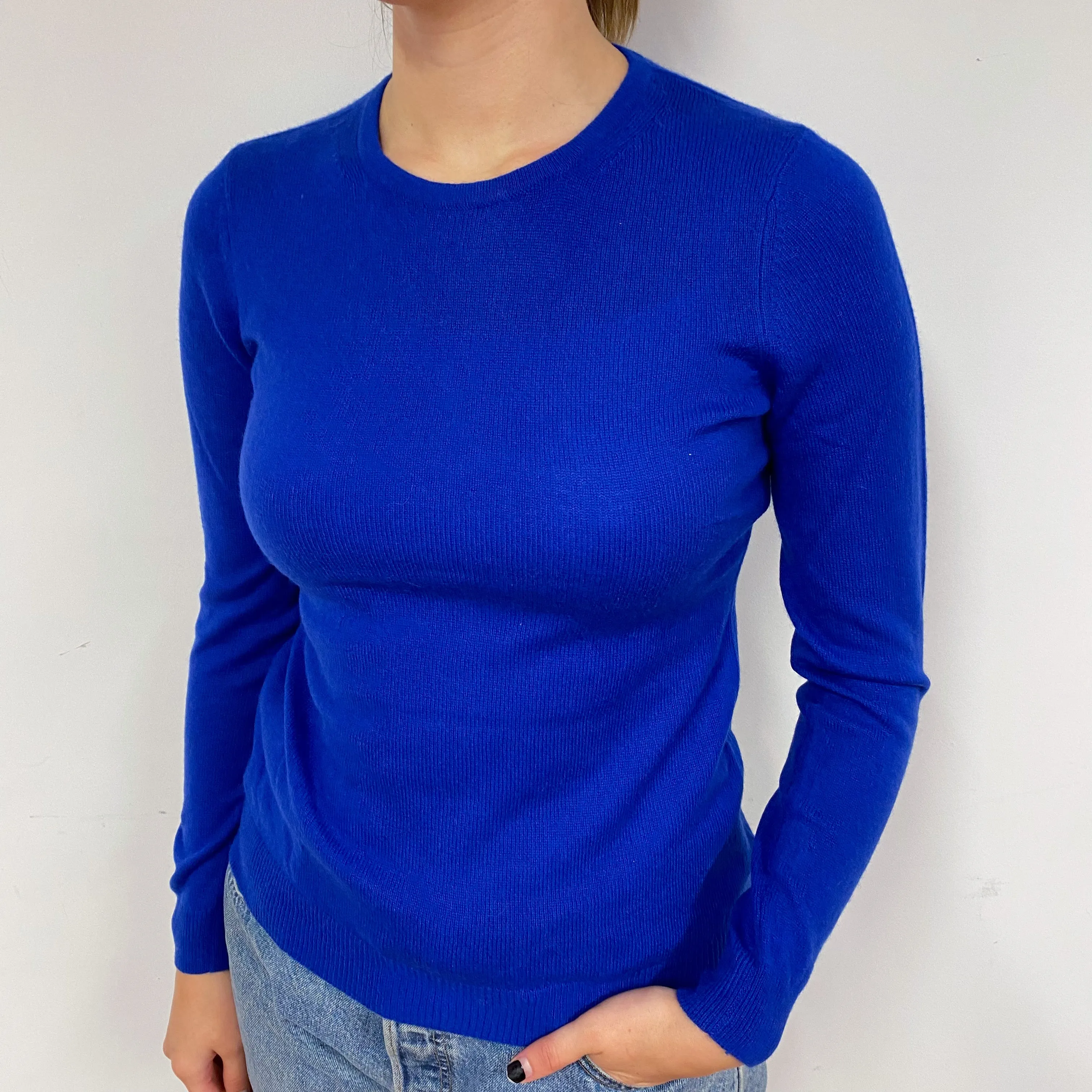 Cobalt Blue Cashmere Crew Neck Jumper Small