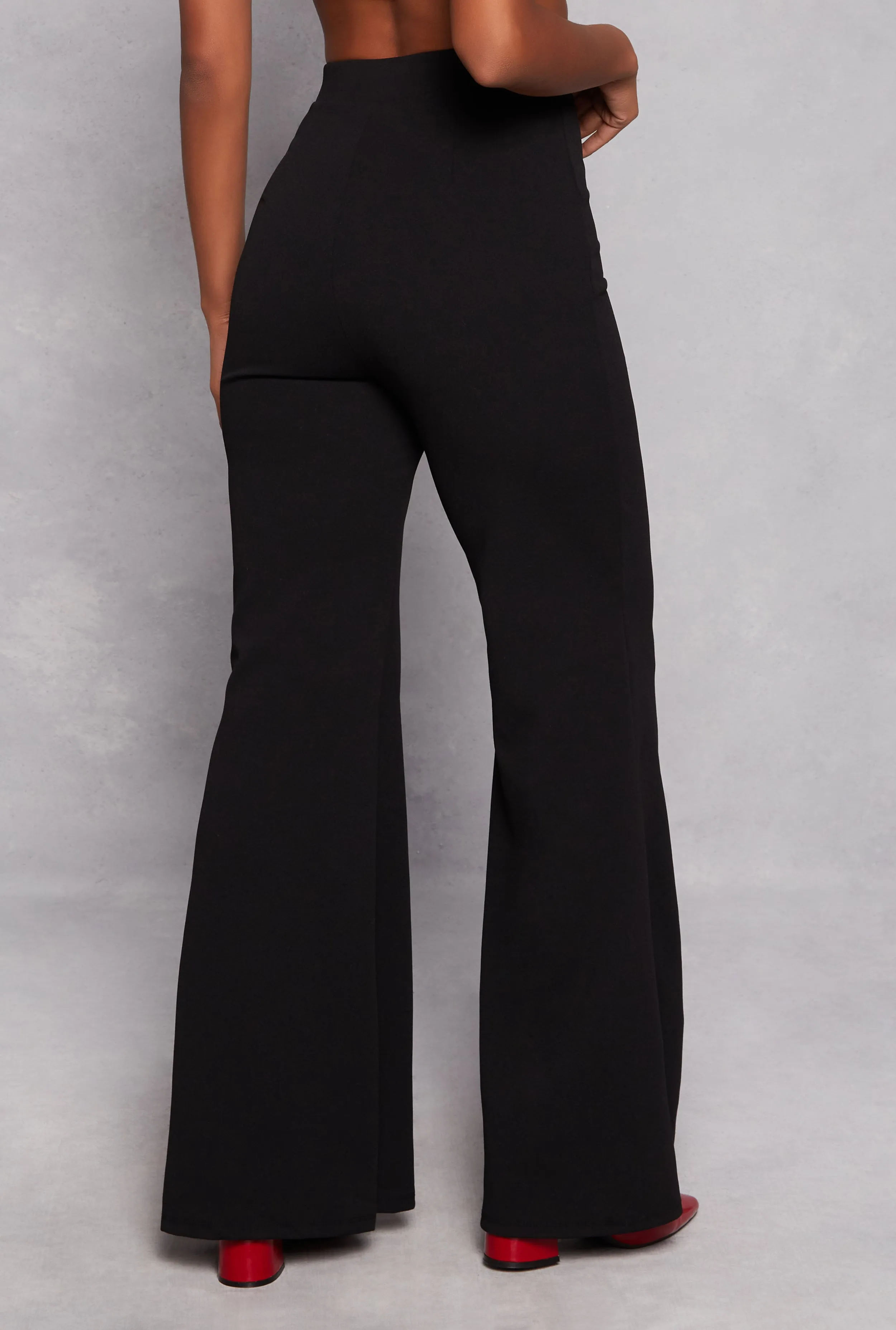 Crepe Knit High Waist Flare Pants