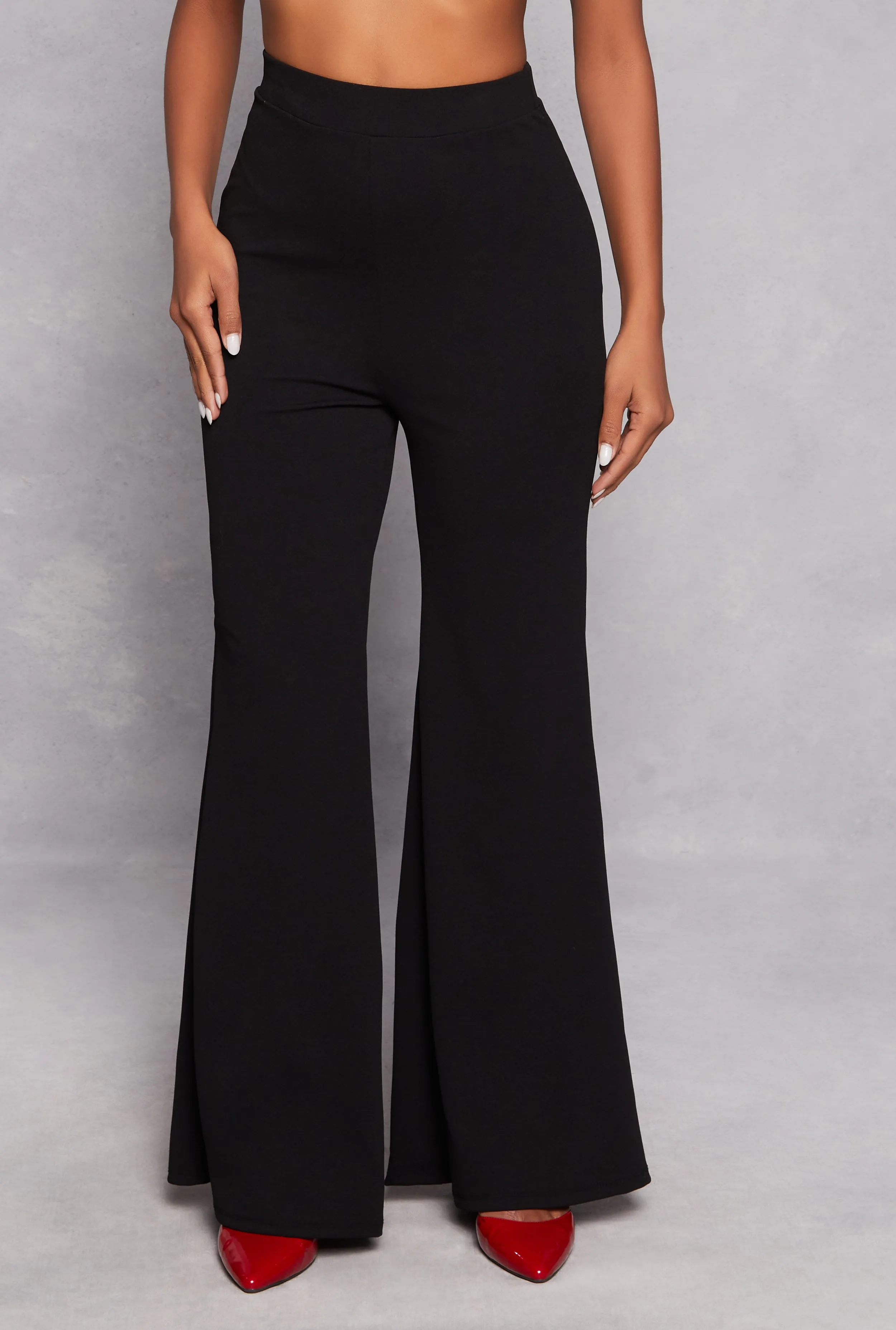 Crepe Knit High Waist Flare Pants