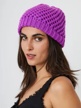 Crochet Knit Beanie in Purple