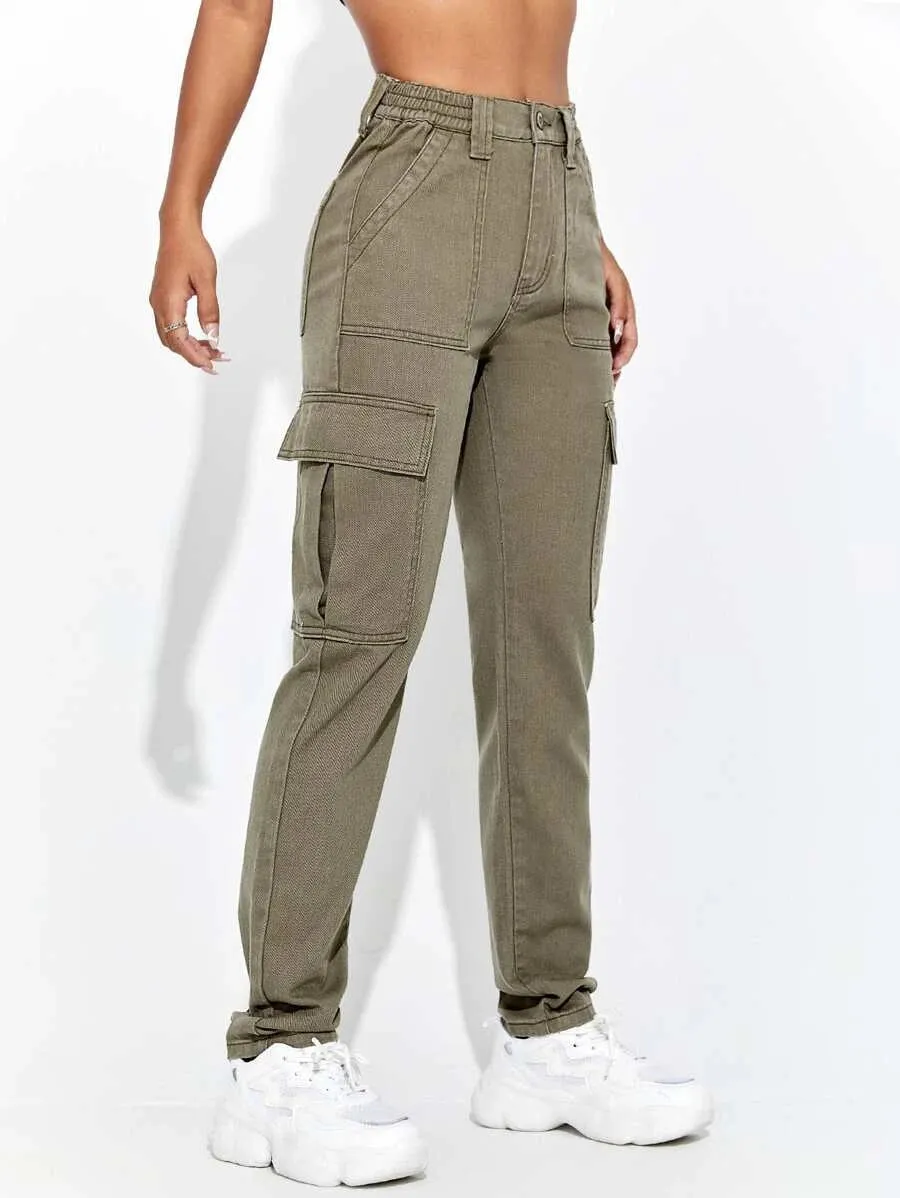 Denim Flap Pocket Side Cargo Jeans