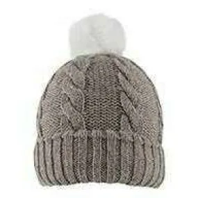 Dents Cable Knit Pom Hat - Oatmeal