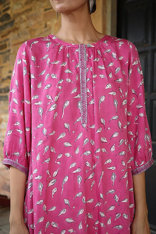 Dharan "Bloosom Kurta" Pink Block Printed Kurta