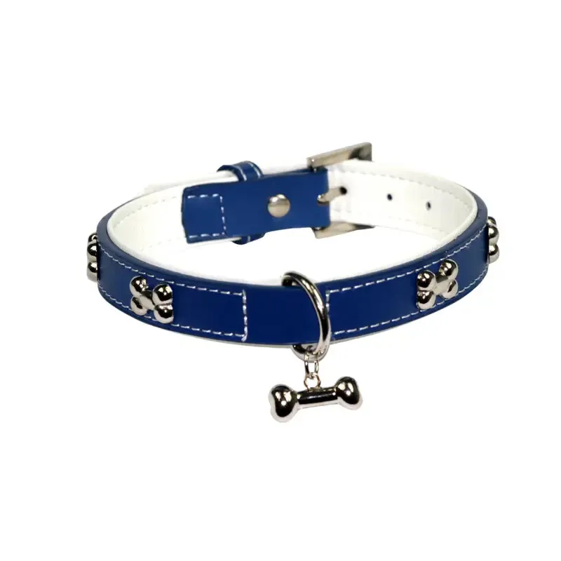 DOGUE Leather Bones Dog Collar