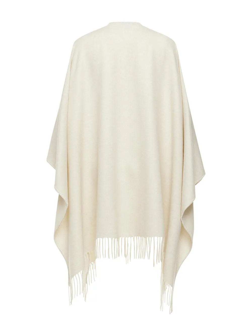 Double Cashmere Cape With Fringe Trim