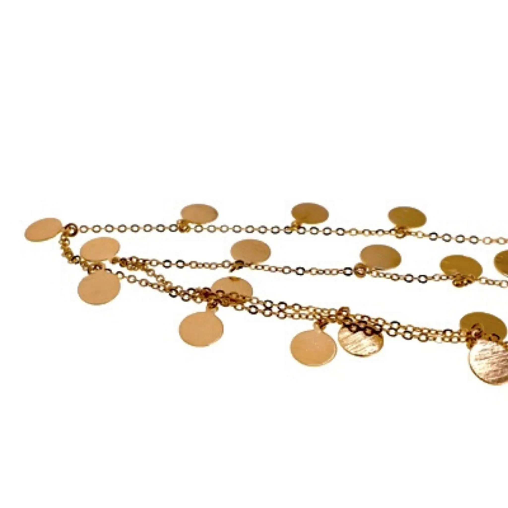 Double Chain Gold Disc Layered Necklace