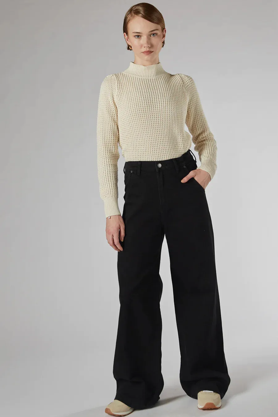 Dricoper | Mila Black Mid Rise Palazzo Jeans
