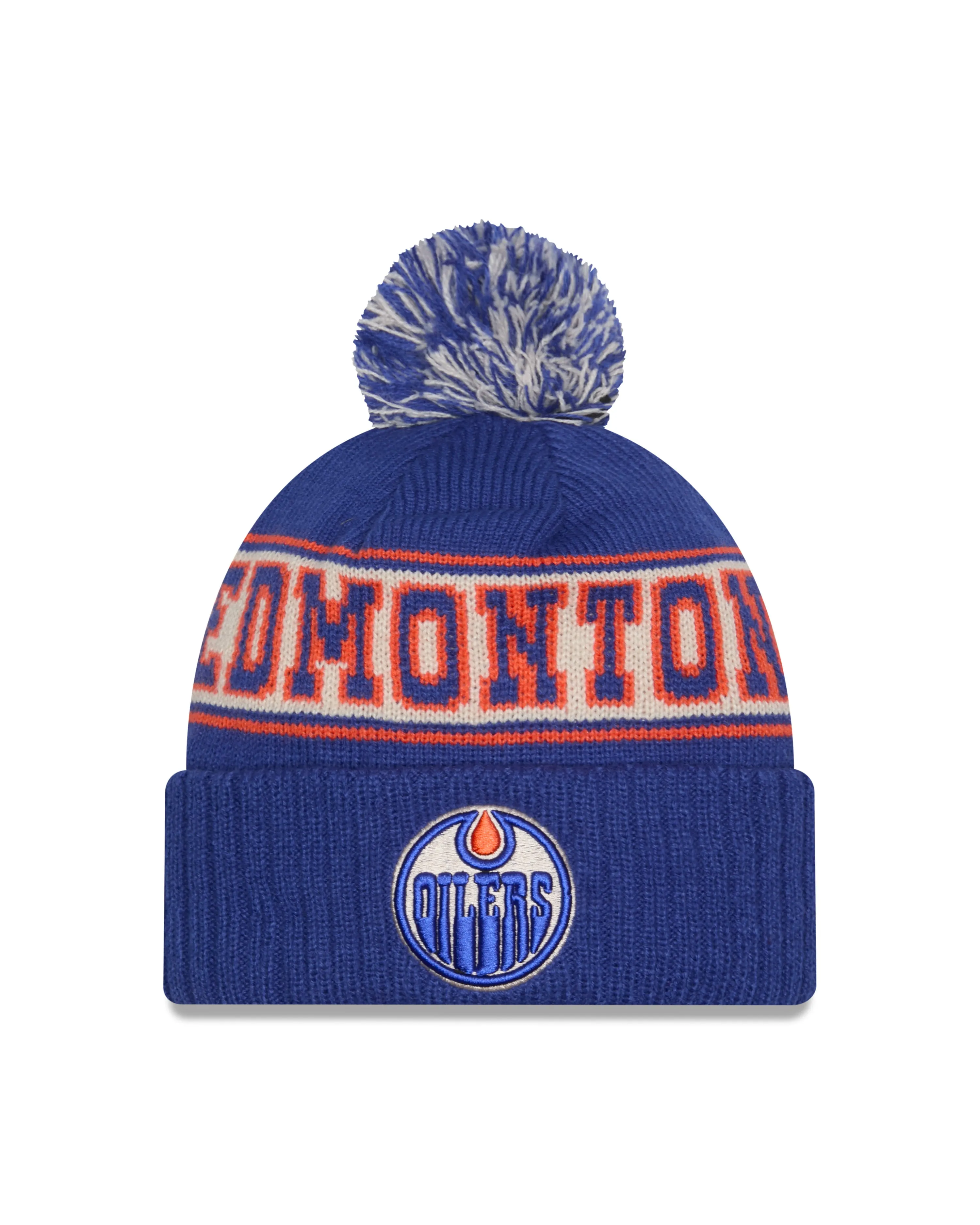 Edmonton Oilers NHL New Era Men's Royal Blue Knit Pom Hat