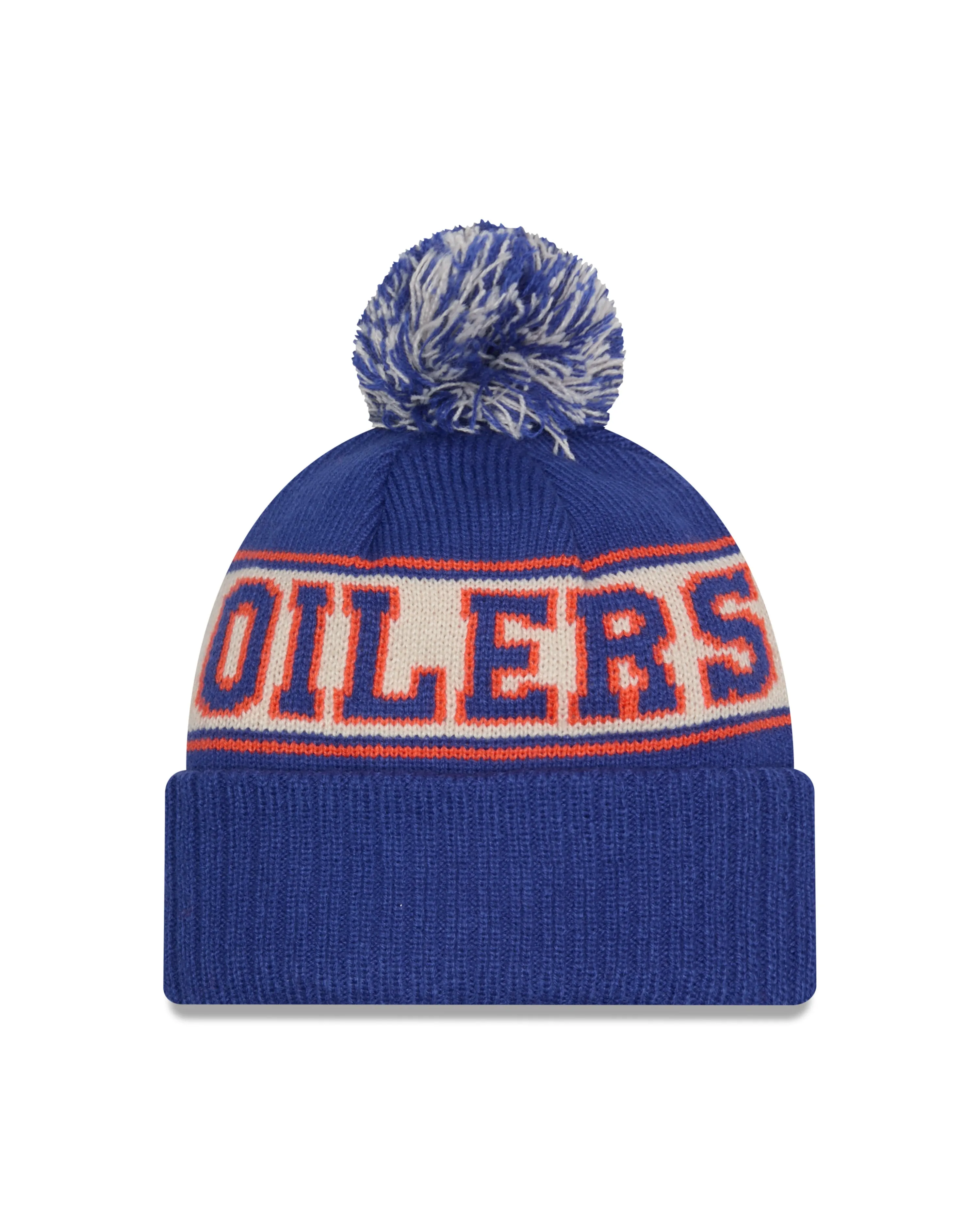 Edmonton Oilers NHL New Era Men's Royal Blue Knit Pom Hat