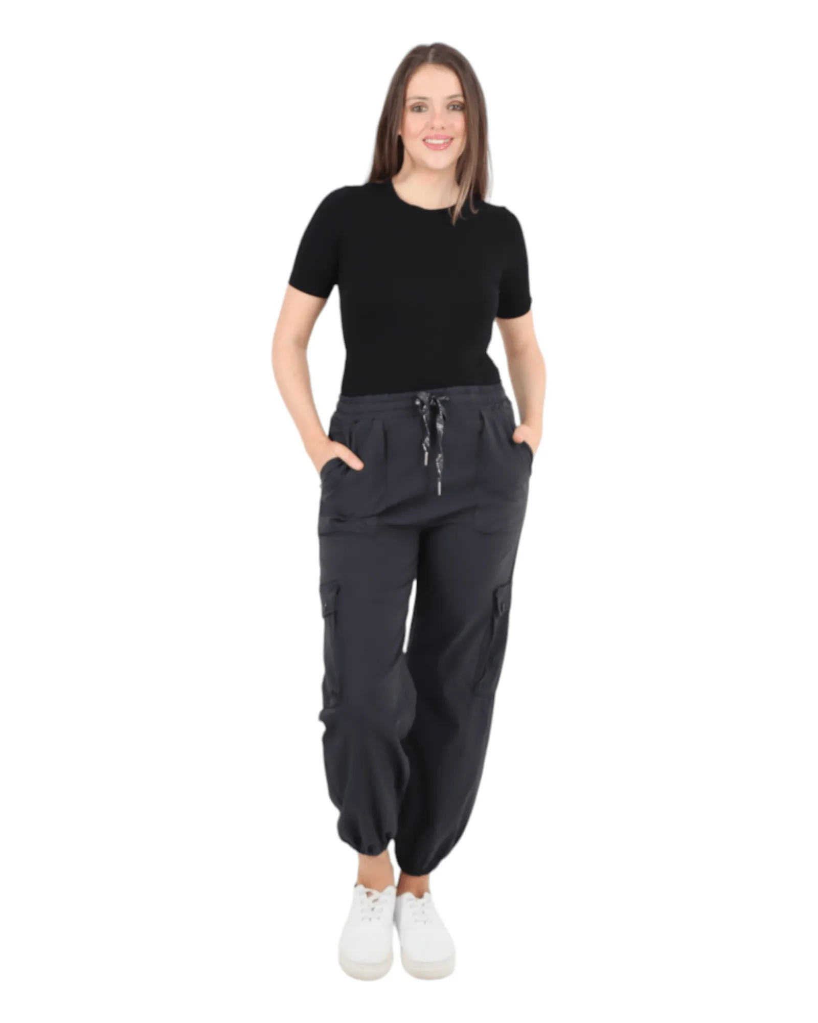 Elastic Waist  Drawstring Cargo Pockets Trouser