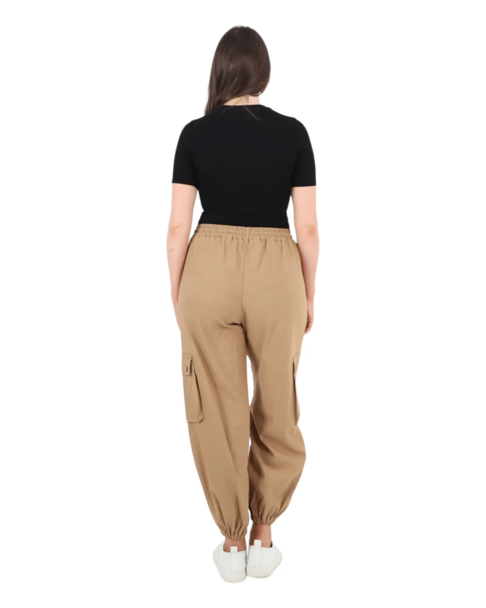 Elastic Waist  Drawstring Cargo Pockets Trouser