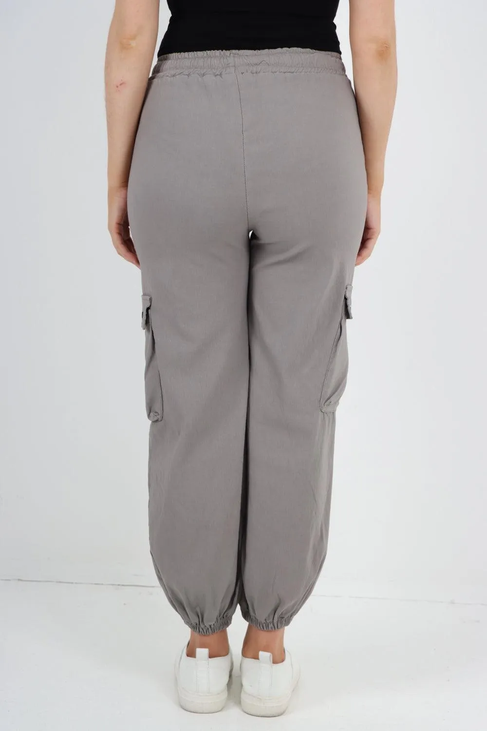 Elastic Waist  Drawstring Cargo Pockets Trouser