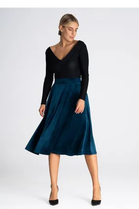 Elegant Flared Midi Skirt with Waist-Enhancing Design