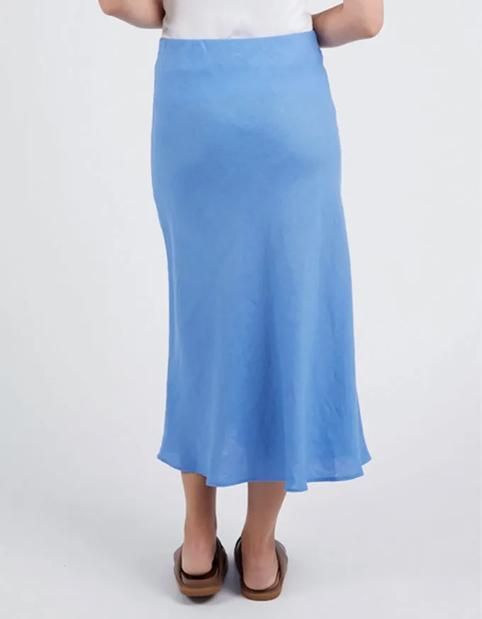 Eleni Bias Linen Skirt Cerulean Blue