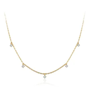 FANCIME “5 Stone” Minimalist Chain 14K Solid Gold Necklace