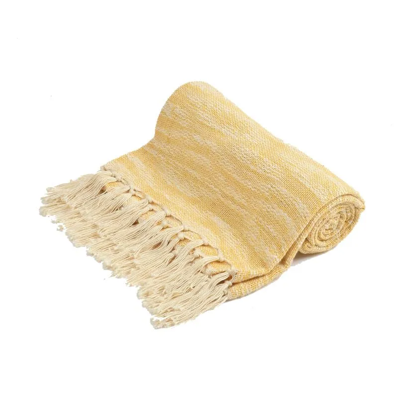 Fashion Throw 100% Cotton Handloom Throw Soft Blanket (FT_10) for Winter Warm Comforter/Throw | AC Blanket Sofa Couch Throw/Blanket_(50 x60 inch)_Yellow.