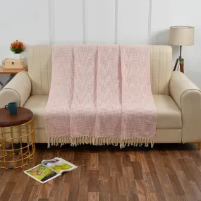 Fashion Throw 100% Cotton Handloom Throw Soft Blanket (FT_12) for Winter Warm Comforter/Throw | AC Blanket Sofa Couch Throw/Blanket_(125 x 150 Cms)_Peach.