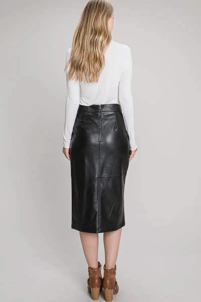 Faux Leather Midi Skirt