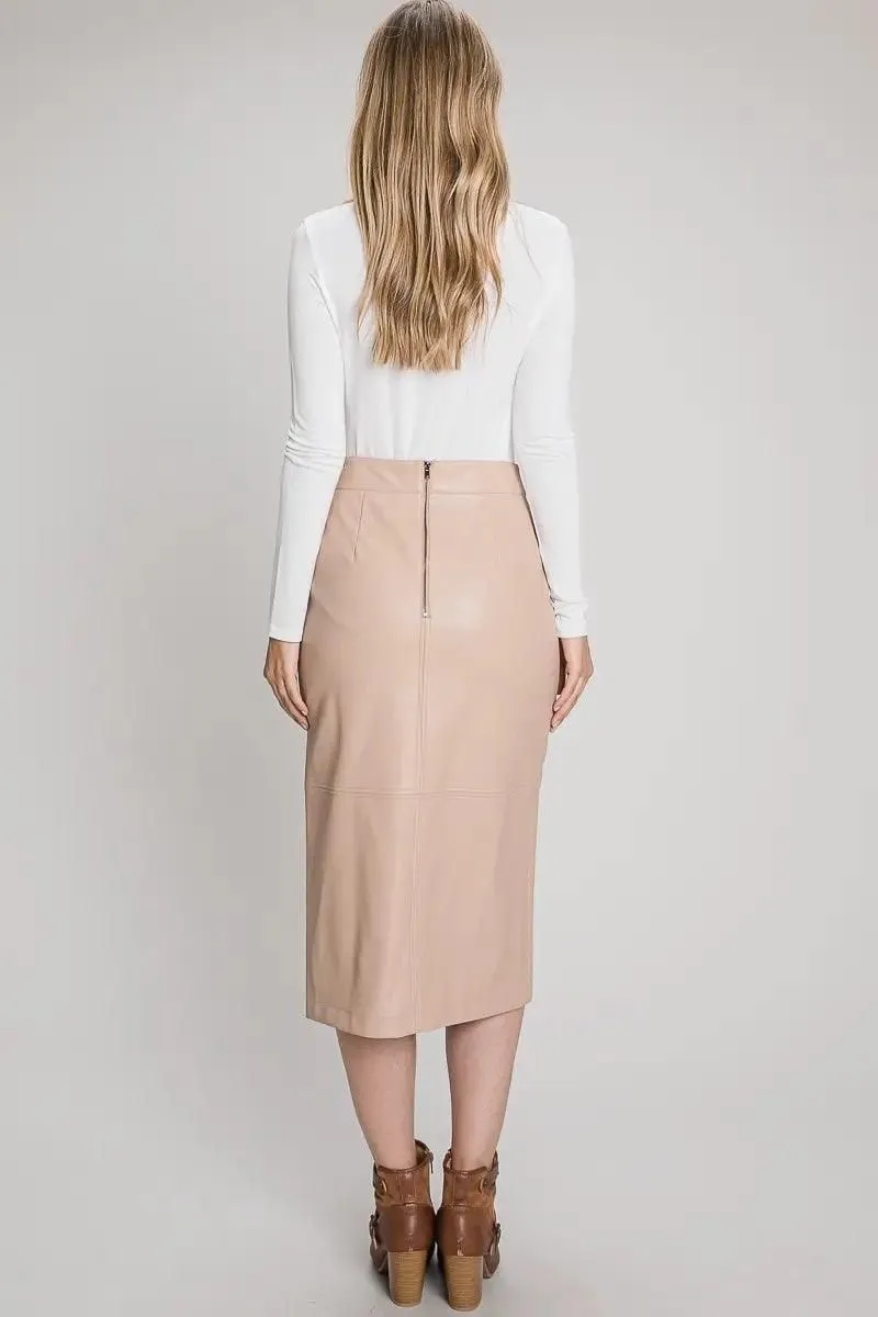 Faux Leather Midi Skirt