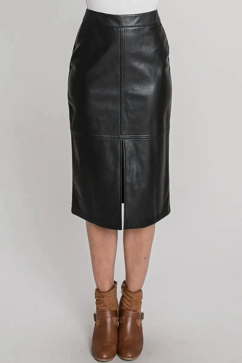 Faux Leather Midi Skirt