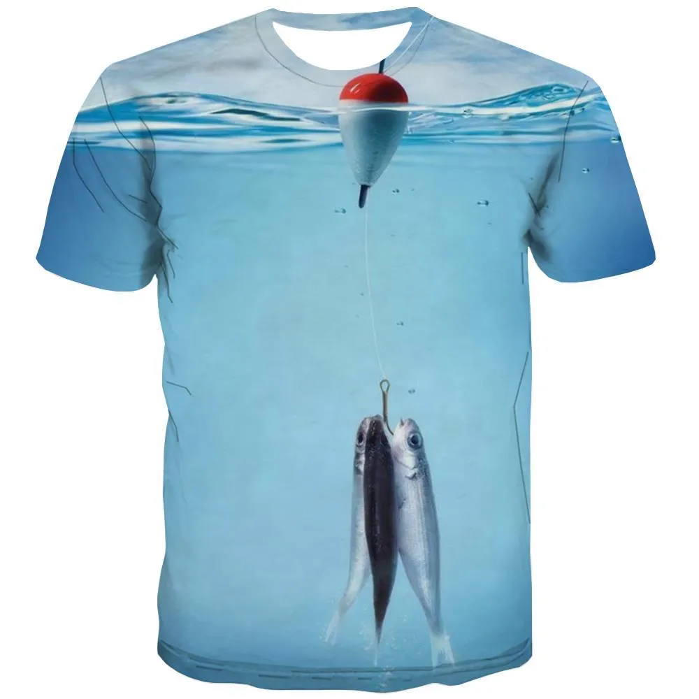 fishing T-shirt Men fish Tshirt Anime buoy T-shirts 3d Short Sleeve summer