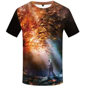 Flame T shirts Men Forest T-shirts Graphic Rainbow Tshirt Printed Character Shirt Print Tree Tshirts Cool Short Sleeve Hip hop