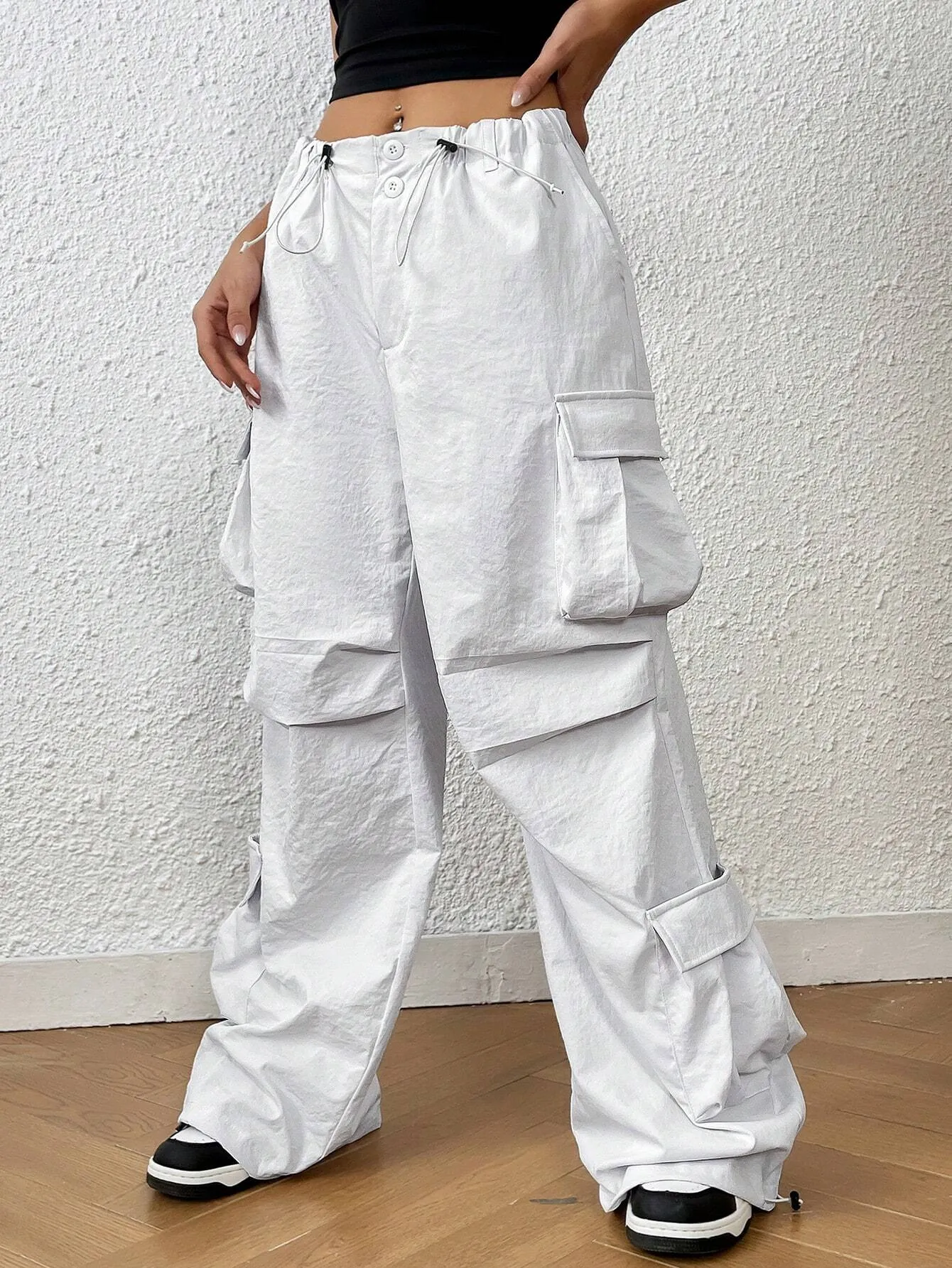 Flap Drawstring Pocket Side Cargo Pant