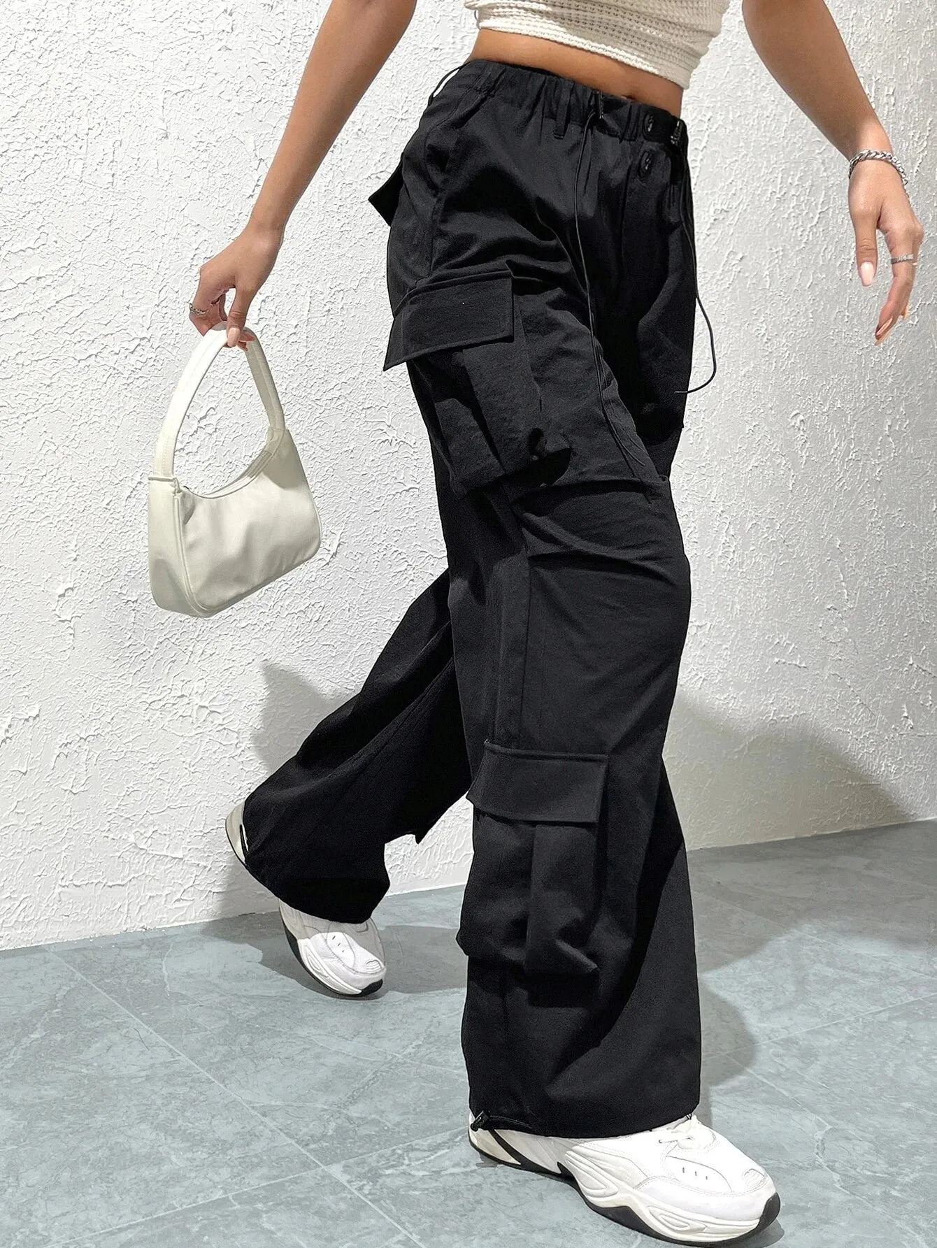 Flap Drawstring Pocket Side Cargo Pant