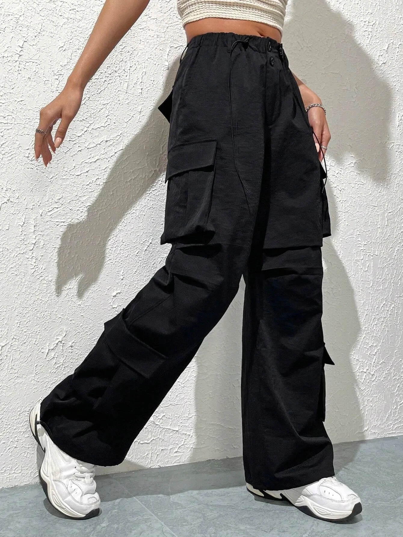 Flap Drawstring Pocket Side Cargo Pant