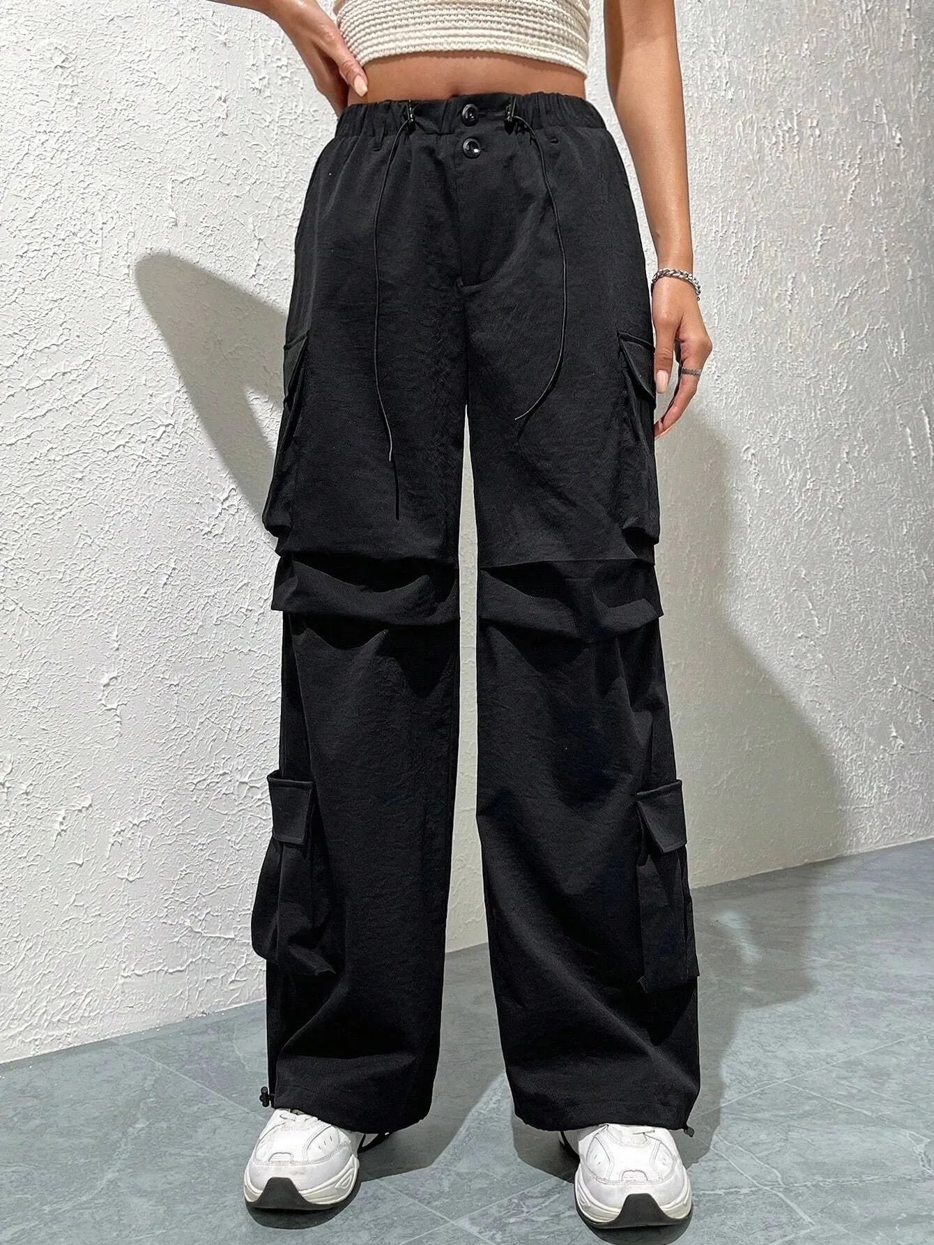 Flap Drawstring Pocket Side Cargo Pant