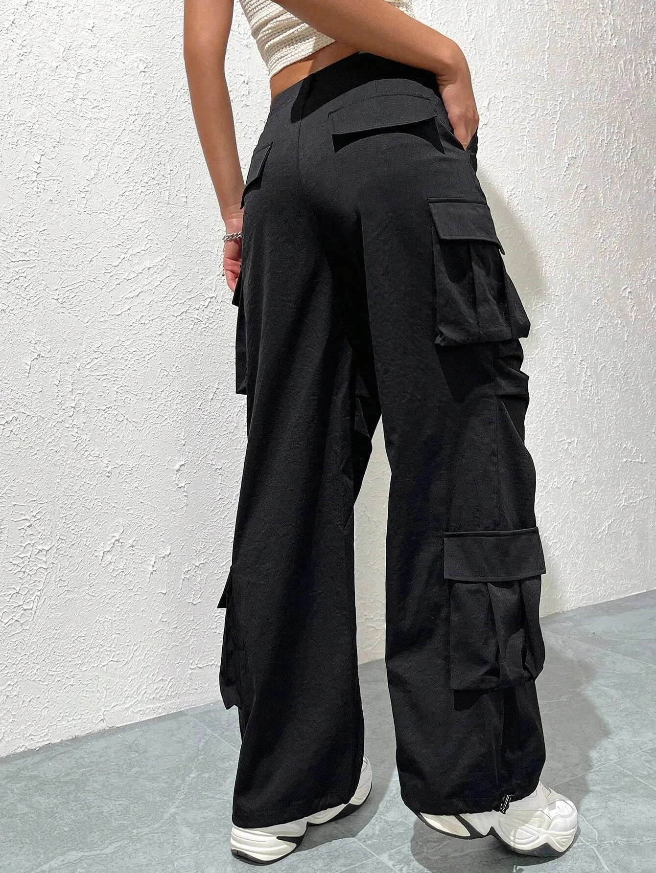 Flap Drawstring Pocket Side Cargo Pant