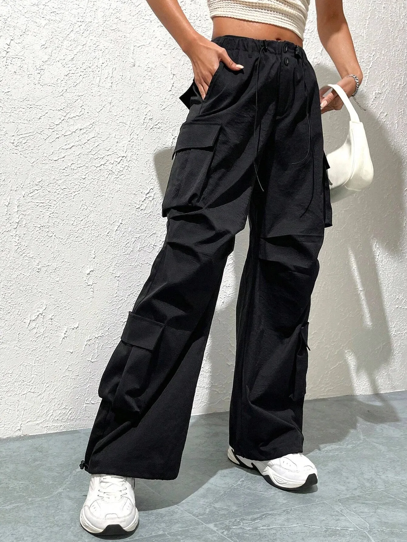 Flap Drawstring Pocket Side Cargo Pant