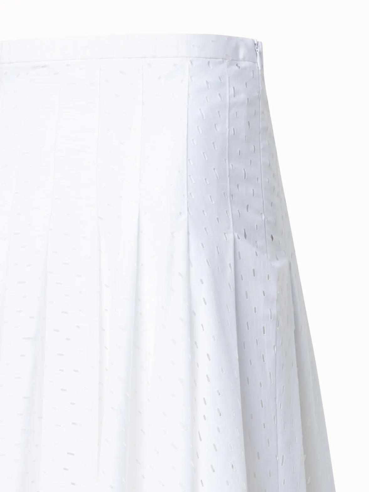 Flared Cotton Midi Skirt with Lasercut Grid