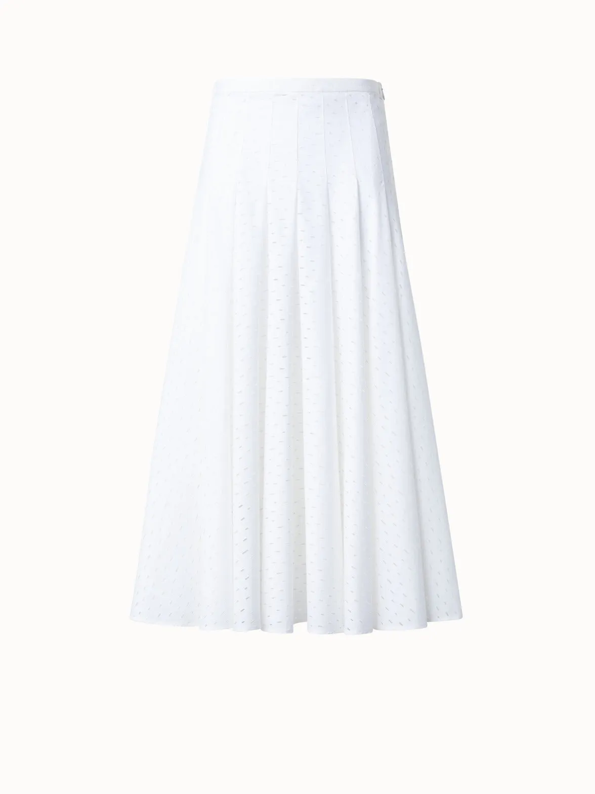 Flared Cotton Midi Skirt with Lasercut Grid