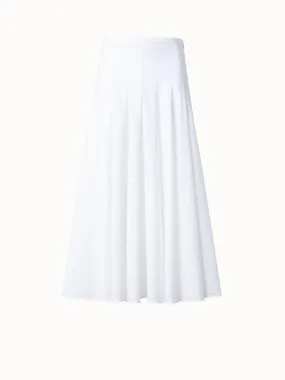 Flared Cotton Midi Skirt with Lasercut Grid