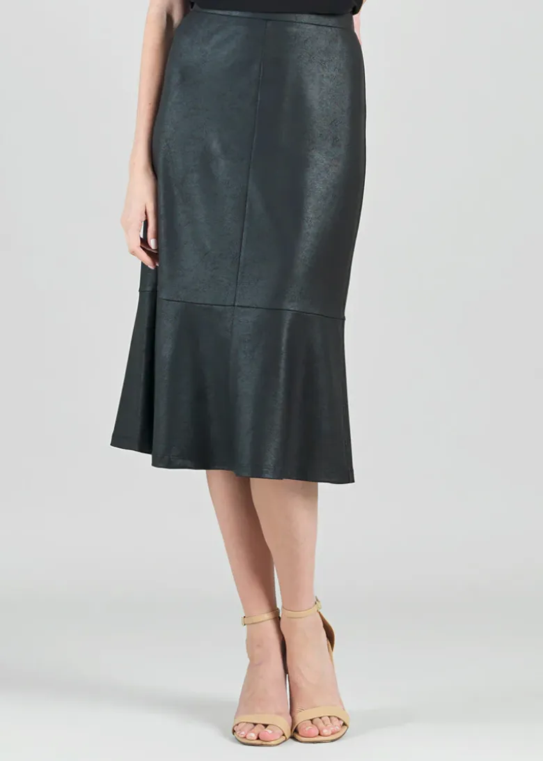 Flounce Liquid Leather Skirt