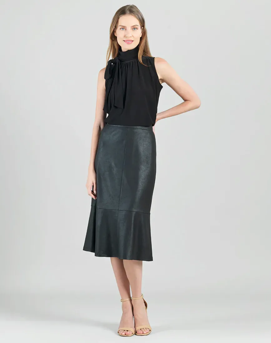 Flounce Liquid Leather Skirt