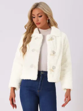 Fluffy Collar Long Sleeves Cropped Warm Faux Fur Coats